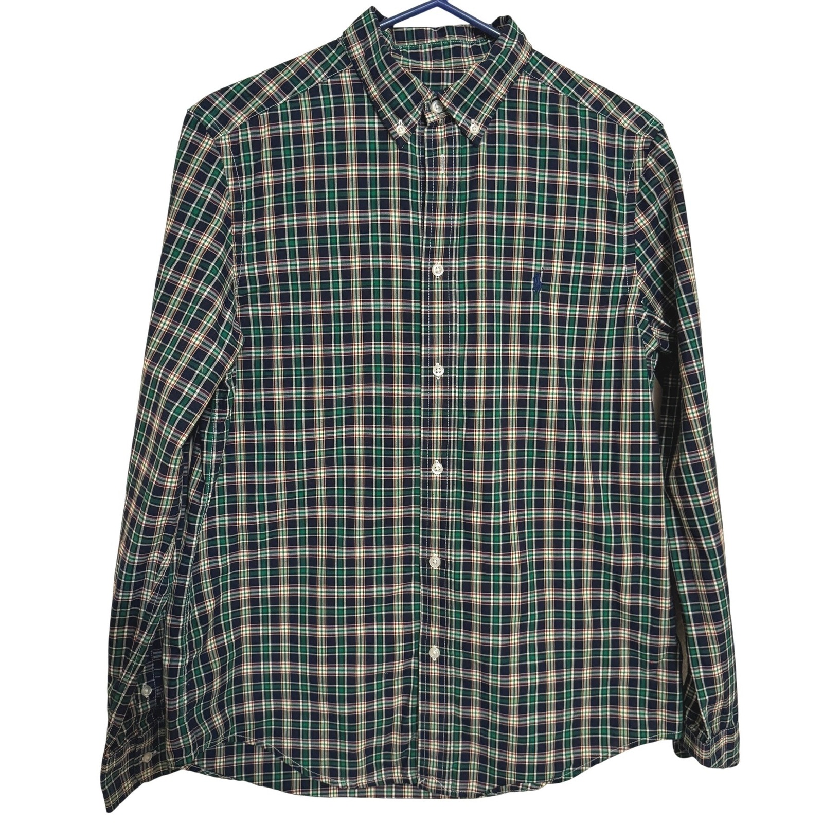 Ralph Lauren Button Down Shirt Mens Xl/18-20 Long Sleeve Flannel Natural Stretch